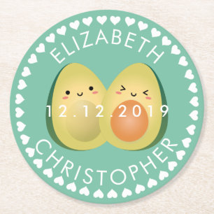 Porta-copo De Papel Redondo Festa de casamento Casal giro Avocados, Vamos de a