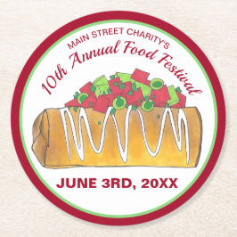 Porta-copo De Papel Redondo Festa de Comida de ex-texto mexicano Chimichanga