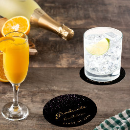 Porta-copo De Papel Redondo Festa de formatura formando preto - roxo