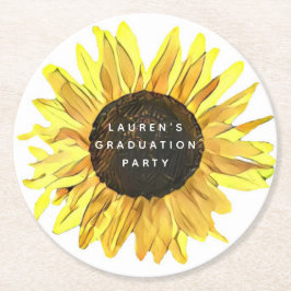 Porta-copo De Papel Redondo Festa de formatura Pintada de Girassol Personaliza