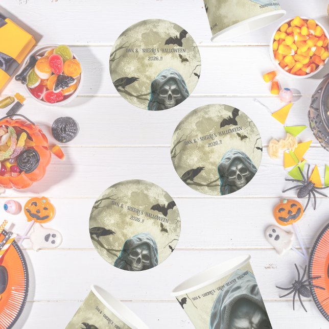 Porta-copo De Papel Redondo Festa de Halloween da Grim Reaper (Grim Reaper Halloween Party Round Paper Coaster)