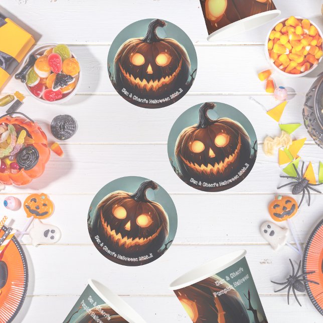 Porta-copo De Papel Redondo Festa de Halloween de Abóbora (Hells Pumpkin Halloween Party Round Paper Coaster)