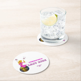 Porta-copo De Papel Redondo Festa de solteira retrô da Cowgirl Disco