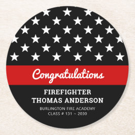 Porta-copo De Papel Redondo Festa Thin Red Line Fina de Graduação de Bombeiro