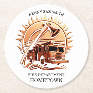 Porta-copo De Papel Redondo Fiery Valor Intriciou Design Heroica Do Caminhão D