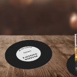 Porta-copo De Papel Redondo Fim de semana do Vintage Vinyl Record Music Black<br><div class="desc">Na moda vintage vinyl record style solteiro fim de semana porta copos papel. Design apresenta registro de vinilo preto,  solteiro de texto de fonte retrorativa fim de semana e nome e data personalizados.</div>