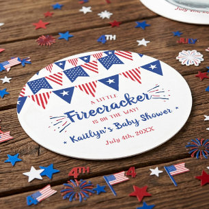 Porta-copo De Papel Redondo Firecracker A Caminho! 4 De Julho Bebê