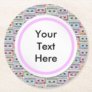 Porta-copo De Papel Redondo Fitas de cassete