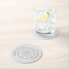 Porta-copo De Papel Redondo Flocos de neve brilham brilho brilhante chic branc