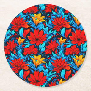 Porta-copo De Papel Redondo Flor Amarelo Floral Padrão-13075