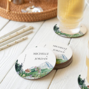 Porta-copo De Papel Redondo Flor de Campo Montanhesa Rústica Casamento Boho
