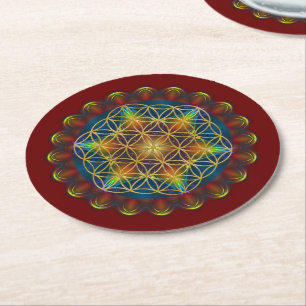 Porta-copo De Papel Redondo Flor De Vida / Blume des Lebens - Mandala III