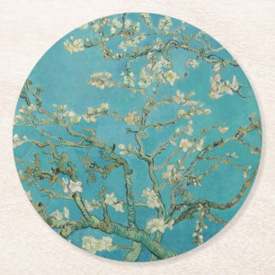 Porta-copo De Papel Redondo Floração da Amendoeira, Pintura a Óleo, Vincent Va