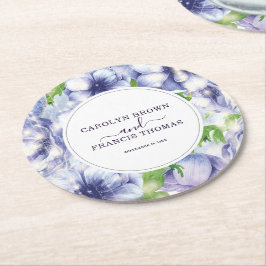 Porta-copo De Papel Redondo Floral Anemone Wedding Luxury Personalizado