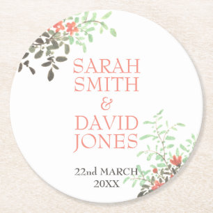 Porta-copo De Papel Redondo Floral Pintado