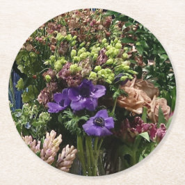 Porta-copo De Papel Redondo Flores bonito na porta copos para casa ou escritór