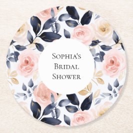 Porta-copo De Papel Redondo Flores Brancas Rosa Azul Chuveiro de Noiva Bonito