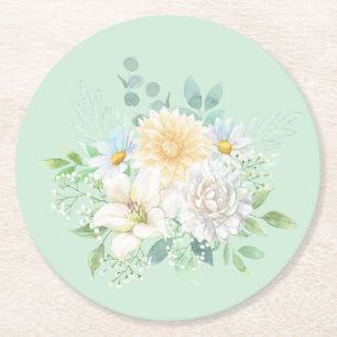 Porta-copo De Papel Redondo Flores De Jardim Floral De Aquarela Pastel Elegant