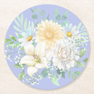 Porta-copo De Papel Redondo Flores De Jardim Floral De Aquarela Pastel Elegant