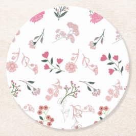 Porta-copo De Papel Redondo Flores Delicadas Associadas no Impressão de Padrão