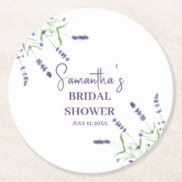 Porta-copo De Papel Redondo Flores lavandas Chá de panela Purple Watercolor
