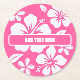 Porta-copo De Papel Redondo Flores Tropicais De Praia Rosa