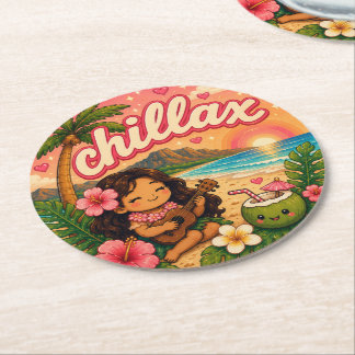 Porta-copo De Papel Redondo fofo kawaii havaí