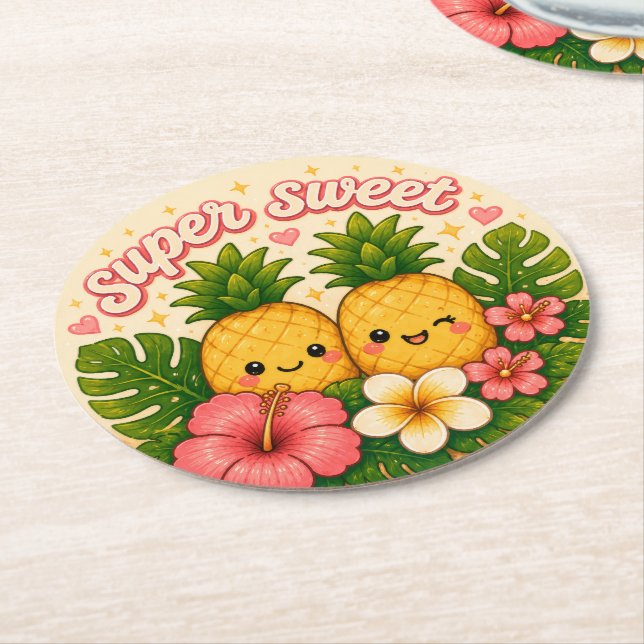 Porta-copo De Papel Redondo fofo kawaii havaí  (Angulado)