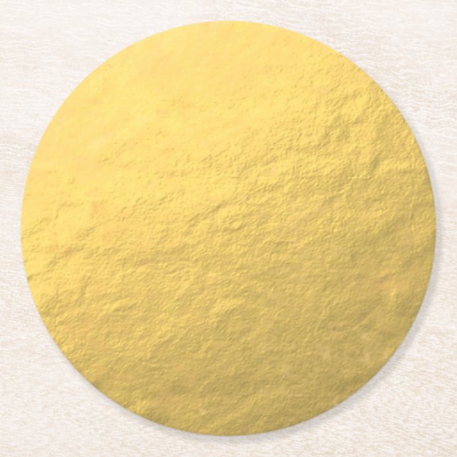 Porta-copo De Papel Redondo Folha Dourado elegante impressa (Frente)