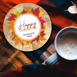 Porta-copo De Papel Redondo Folhas De Mapeamento De Queda Na Textura De Papel,