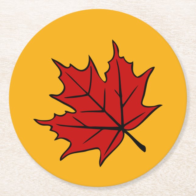 Porta-copo De Papel Redondo Folhas de outono (Frente)