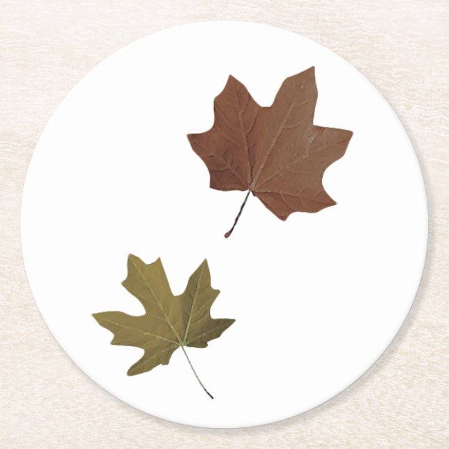 Porta-copo De Papel Redondo Folhas de queda (Frente)