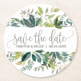 Porta-copo De Papel Redondo Foliage Wedding Save the Date Announment (Salvando