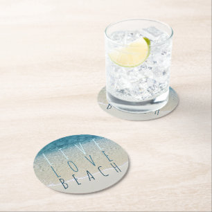 Porta-copo De Papel Redondo Foto Motivacional de Ondas de Surf do Oceano Azul 