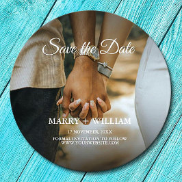 Porta-copo De Papel Redondo Foto Salvar Data Elegante Casamento