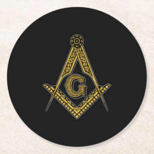 Porta-copo De Papel Redondo Freemason (preto & ouro)
