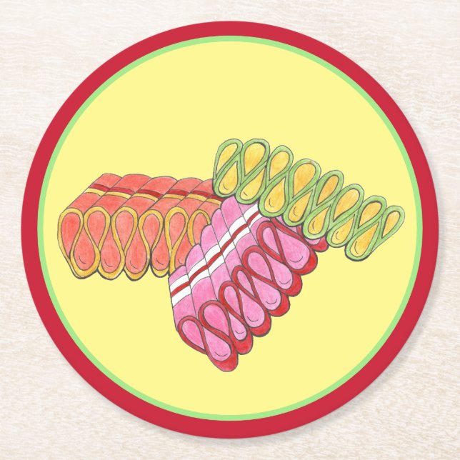 Porta-copo De Papel Redondo Fresco de Natal Fashiado Fresco Docinho de Fita (Frente)