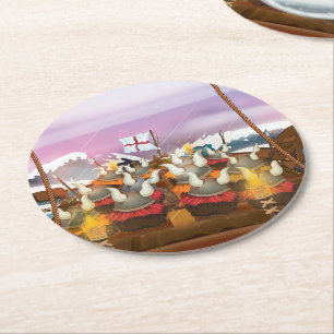 Porta-copo De Papel Redondo Frota de Invasão Viking
