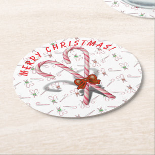 Porta-copo De Papel Redondo Fundo Candy Canes