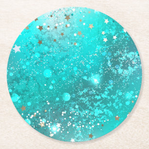 Porta-copo De Papel Redondo Fundo do Mint Turquoise Foil