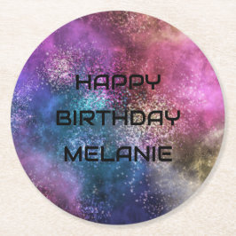 Porta-copo De Papel Redondo Galaxy Happy Birthday