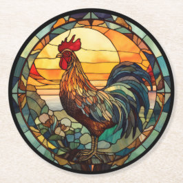 Porta-copo De Papel Redondo Galo de Vidros Estampado