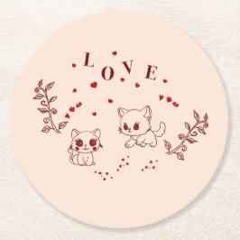 Porta-copo De Papel Redondo Gatinho no Amor