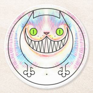 Porta-copo De Papel Redondo Gato Gordo com Porta copos de Grin de Gato de Ches