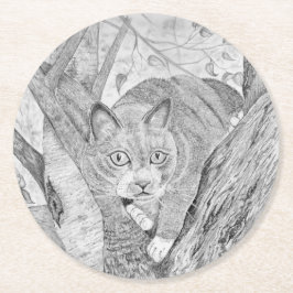 Porta-copo De Papel Redondo Gato na Árvore