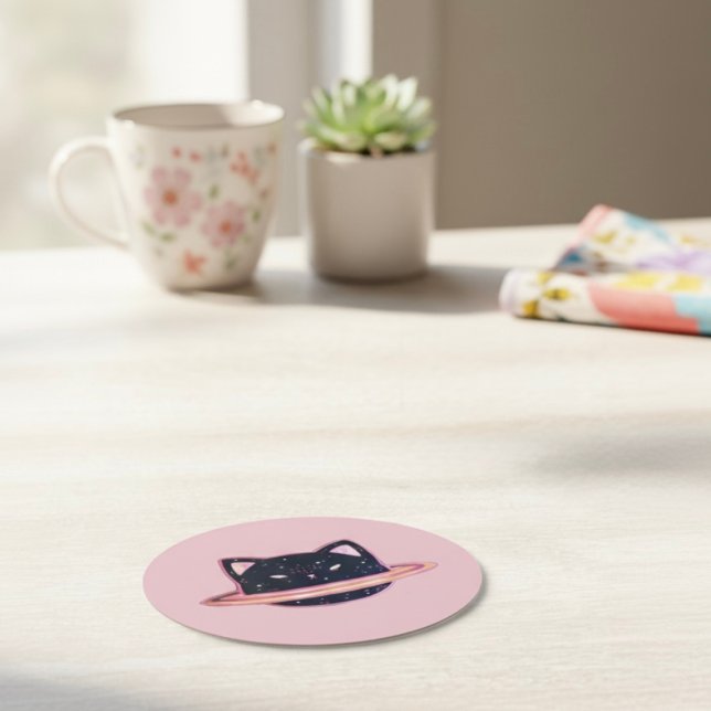 Porta-copo De Papel Redondo Gato Planeta (Criador carregado)