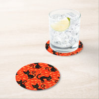 Gato Preto Assustador Gato Halloween Bats Laranja