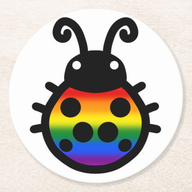 Porta-copo De Papel Redondo Gay Pride Ladybug Coaster (Frente)