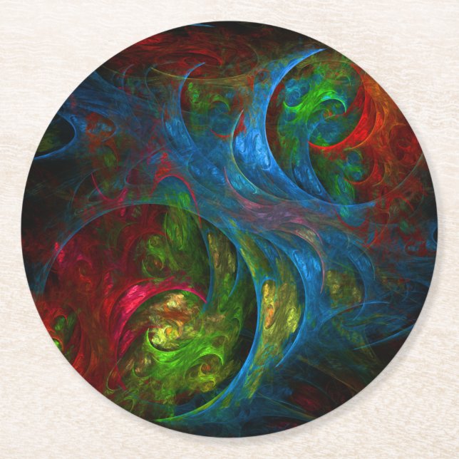 Porta-copo De Papel Redondo Genesis Blue Abstrato Art (Frente)