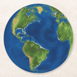 Porta-copo De Papel Redondo Geografia do globo terrestre com aquarelas ilusão 